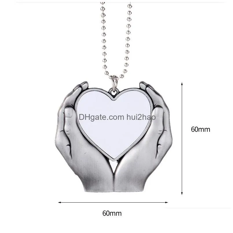 wholesale car hanging ornament sublimation blank rearview mirror pendant with heat transfer p o frame for automobiles home window christmas