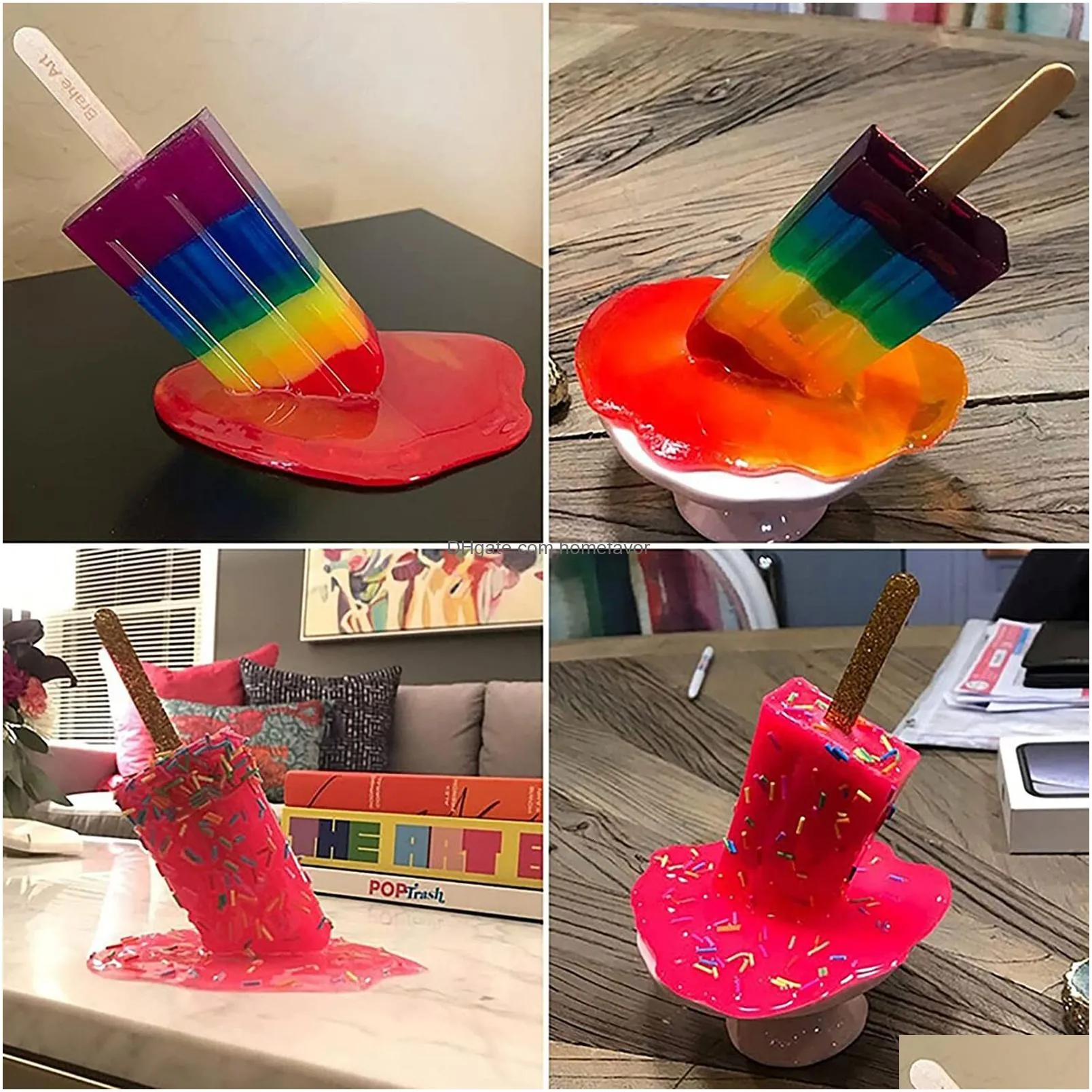 other event party supplies melting ice cream resin ornaments popsicle sculpture decoration craft art figure housewarming gifts home decor