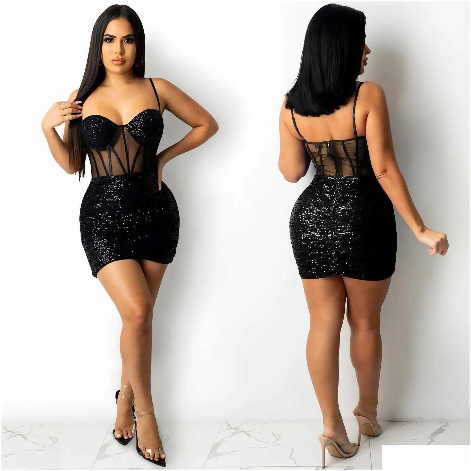 beautiful sequin caged bodycon mini dress birthday dresses hollow out sequins party club wear chirstmas outfits vestidos