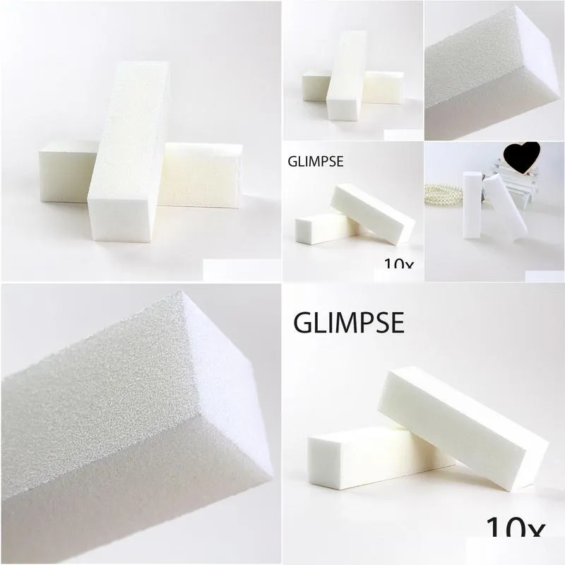 Nail Files Wholesale- Glimpse 10Pcs White File Buffer Block Good Quality Buffing Sanding Pedicure Manicure Care For Drop Delivery Ot2Ol