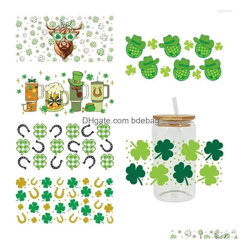 window stickers uv dtf transfer sticker st. patricks day for the 16oz libbey glasses wraps cup can diy waterproof d12855