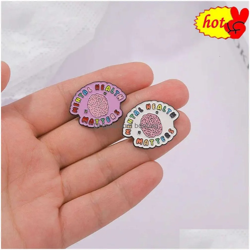  lapel pins mental health text body organs brain pin brooch buckle golden metal badge bag clothes lapel brooches for women men kids