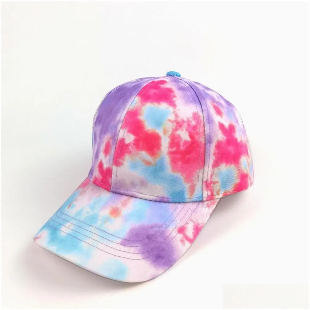 Baseball hats Summer casualn Tie Dyed ball cap snapback Unisex Adjustablel Versatile Sun Shading caps Fashion Hip Hop Sunscreen hat