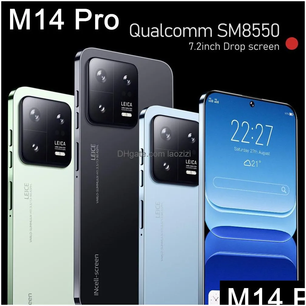 m14 pro android smartphone touch screen color screen 4g 8gb ram 64gb 128gb 256gb rom 7.3-inch hdadd screen smart wake gravity sensing support for multiple
