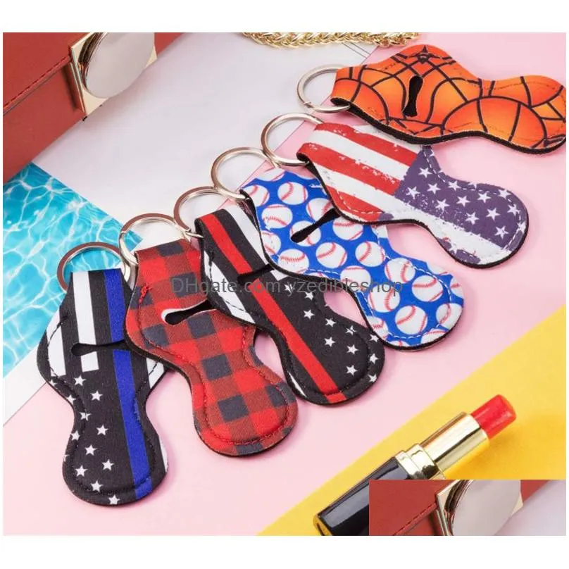 dhs 209 colors pattern printing favor chapstick holder girl lipstick keychain for party favors valentines gift