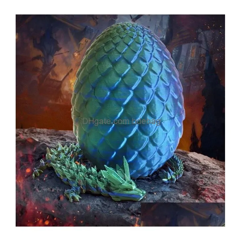 3d printed gem dragon crystal dragon egg rotatable and poseable joints 3d articulated dragon toys for autism adhd kids gifts