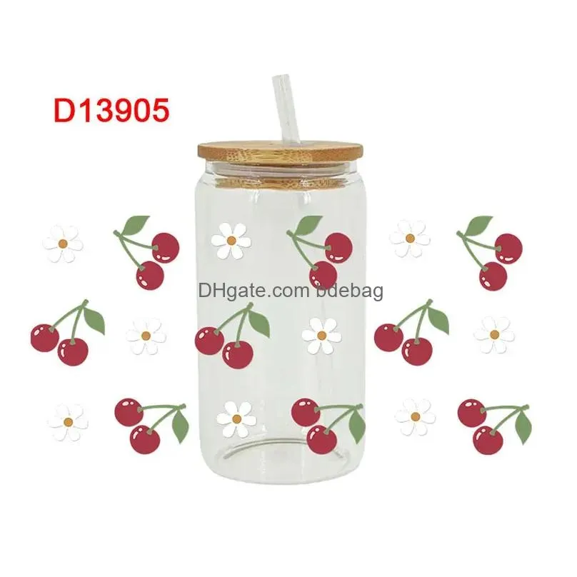 window stickers uv dtf sticker fruit theme for the 16oz libbey glasses wraps cup can diy waterproof easy to use custom decals d13891