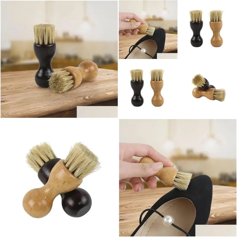 Gourd Shape Shoe Clean Hair Brush Oiled Polishing Ash Removal Cleaning Beech Furniture Sundries Ground Cleans Brushes