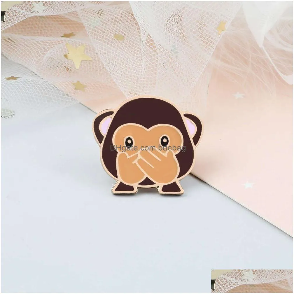 3 style cartoon animal enamel pin high quality naughty monkey brooch kid backpack decoration women coat lapel pin badges jewelry