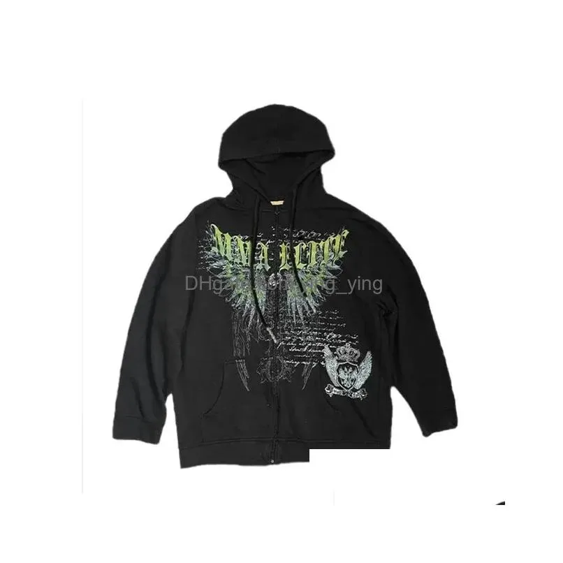 y2k goth grunge letter print zip up hoodies pullover long sleeve streetwear hip hop harajuku american streetwear skull pattern 240109