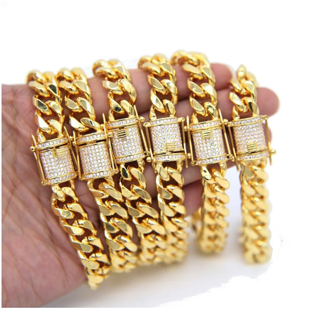 Anklets Gold Color Hip Hop Rock Women Anklet Micro Pave CZ Clasp Cuban Link Chain Foot Jewelry 230425