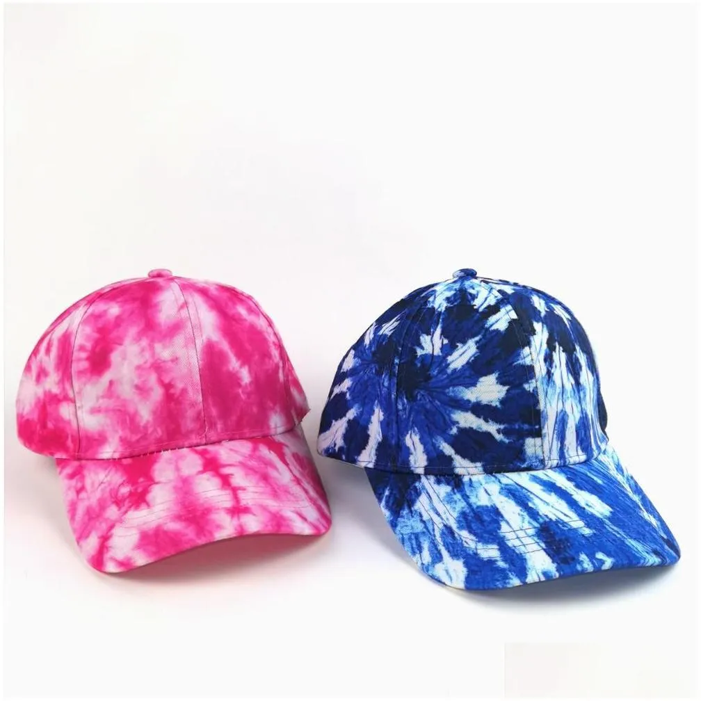 Baseball hats Summer casualn Tie Dyed ball cap snapback Unisex Adjustablel Versatile Sun Shading caps Fashion Hip Hop Sunscreen hat