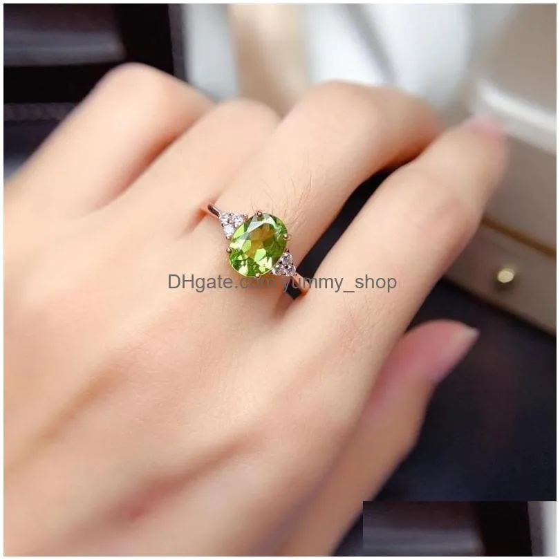 natural green peridot sterling sier ring august birthstonehandamde engagement statement wedding gift for women her cluster ri5972626