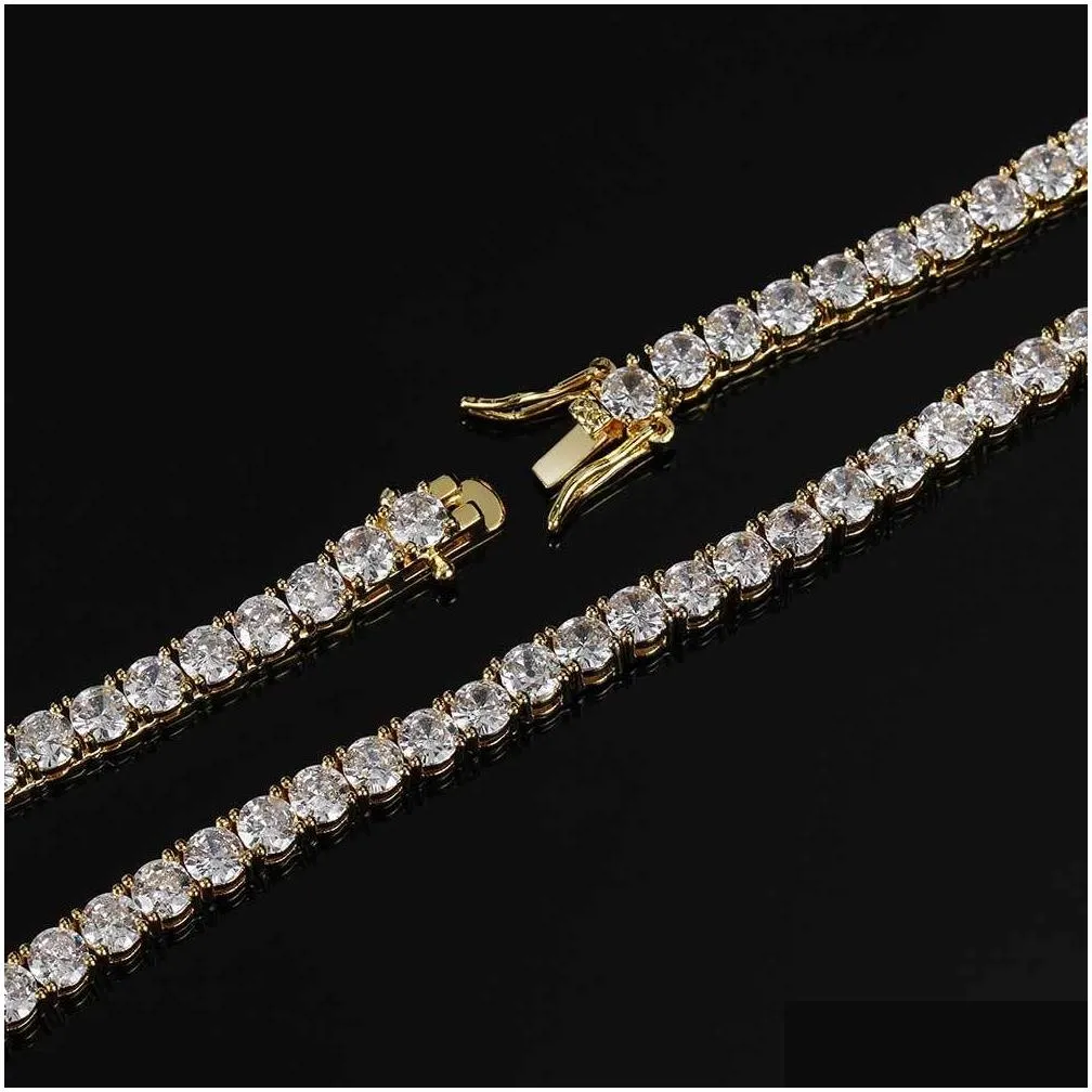 Tennis, Graduated Tennis Chain Bracelet Designer Necklace For Women Men Gold Plated 5Mm W Diamond Choker Hip Hop Fine Womens Necklaces Otq8P