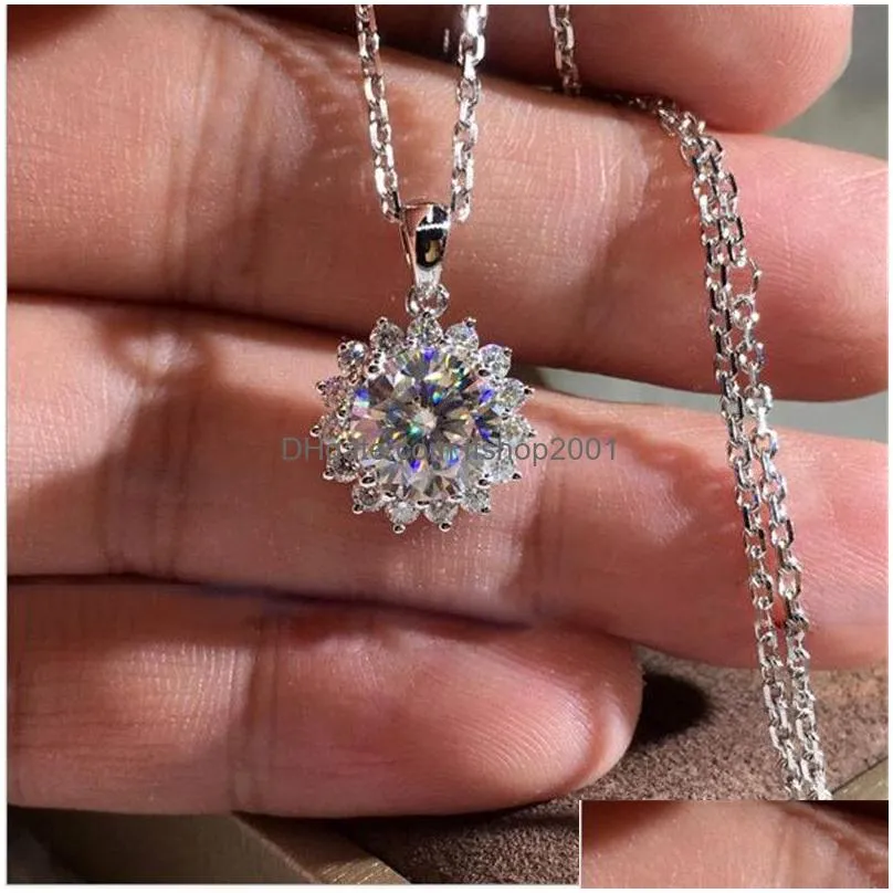choucong arrival luxury jewelry 925 sterling silver round cut white topaz cz diamond party pendant women wedding necklce gift