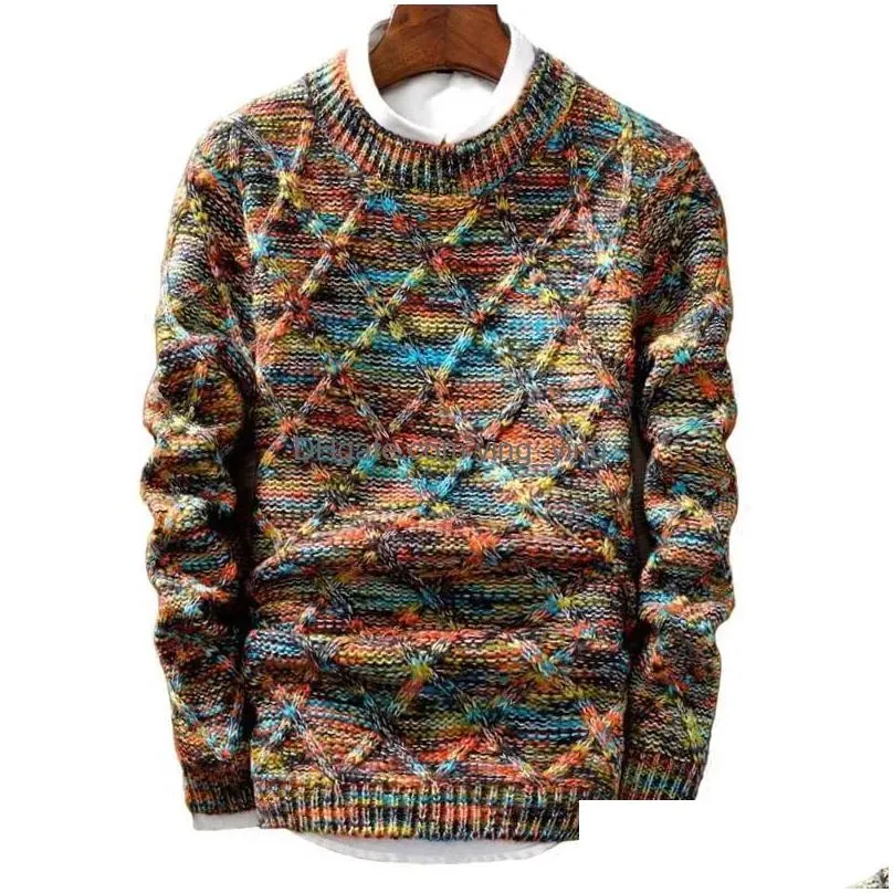 drop brand sweater menbrand fashion pullover male o-neck stripe slim fit knitting fashion sweaters man pullover 201126