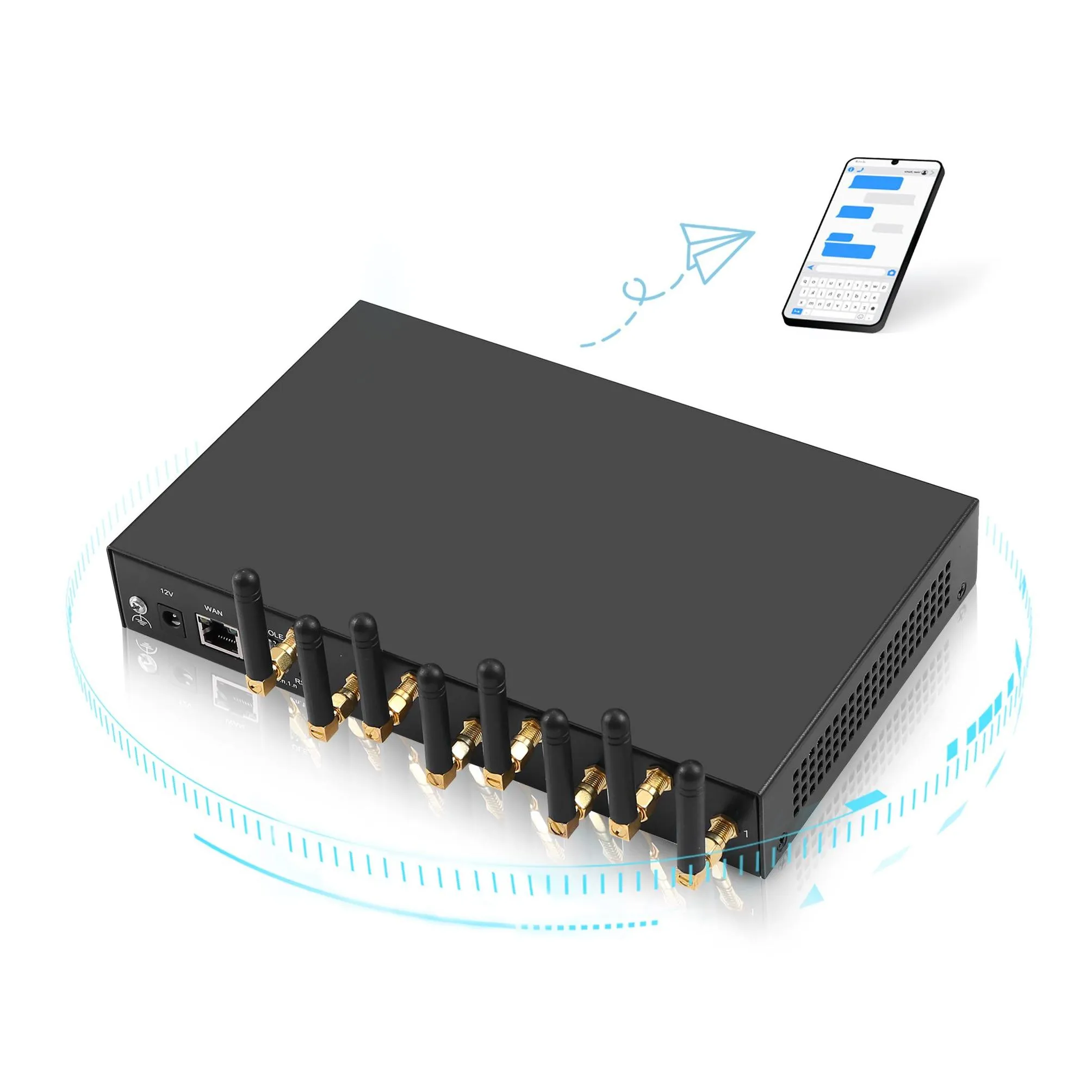 4G Lte 8 Antenna Channel High Gain Signal Wireless Modem Support SMPP Http API Data Analysis And SMS Notification System