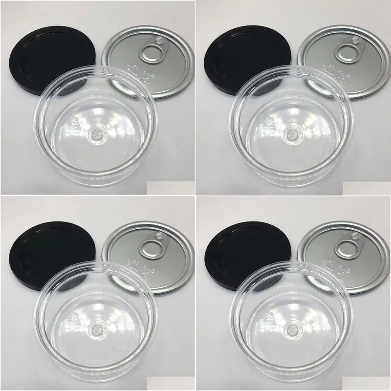 glass jars storage container canisters oem labels 100ML 200ML 50ML tin cans black white caps food storages smell proof water proof