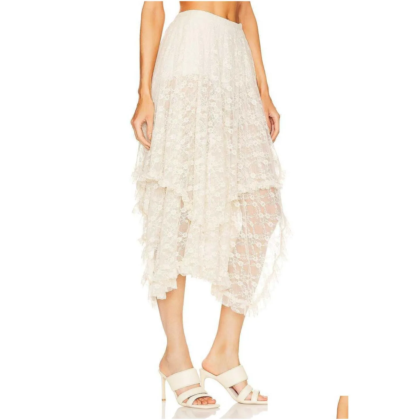 2023 lace cake skirt half skirt women`s design feeling small sweet irregular high waist a-line skirt