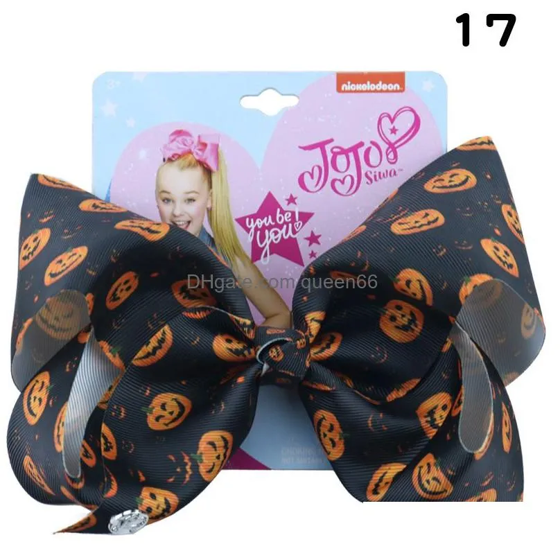 Hair Clips & Barrettes 8Inch Siwa Bow Ribbon Large Accessories Bone Pumpkin Design Halloween Girls Clippers Baby Drop Delivery Jewelr Dhkow