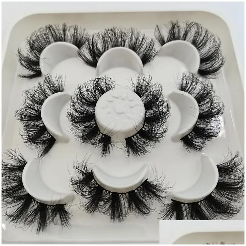 False Eyelashes 5 Pair 25 Mm Mink Fluffy Lashes Dramatic Messy Long Makeup Wholesale 25Mm 3D Drop Delivery Otk6D