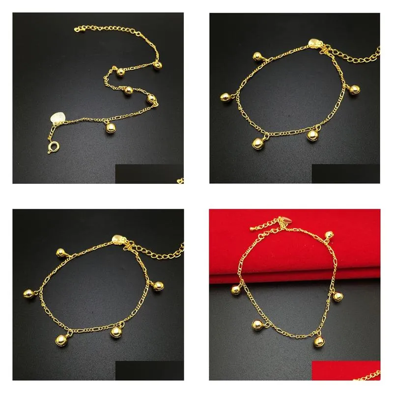 Trendy 24k gold plated Anklets for women,Fascinating Rhythm small bell foot jewelry barefoot sandals chain