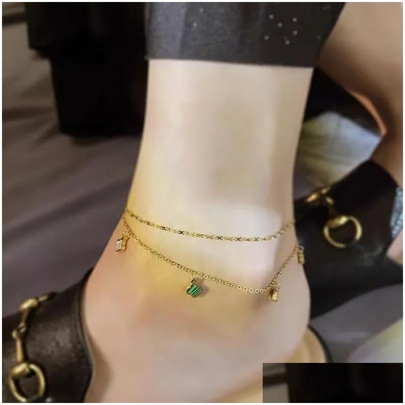 Designer Anklets loves couple 5flowers jewelry Clover 18k gold chains steel Mother of pearl colorful thick chain for Mothers Day Chrismas party Holiday