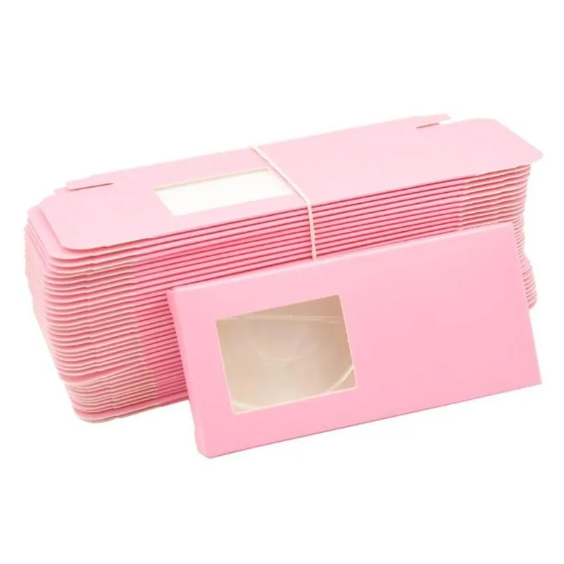 False Eyelashes Wholesale 50/Pcs Paper Eyelash Packaging Box Lashes Custom Logo Faux Cils 25Mm Mink Pink Drop Delivery Otync