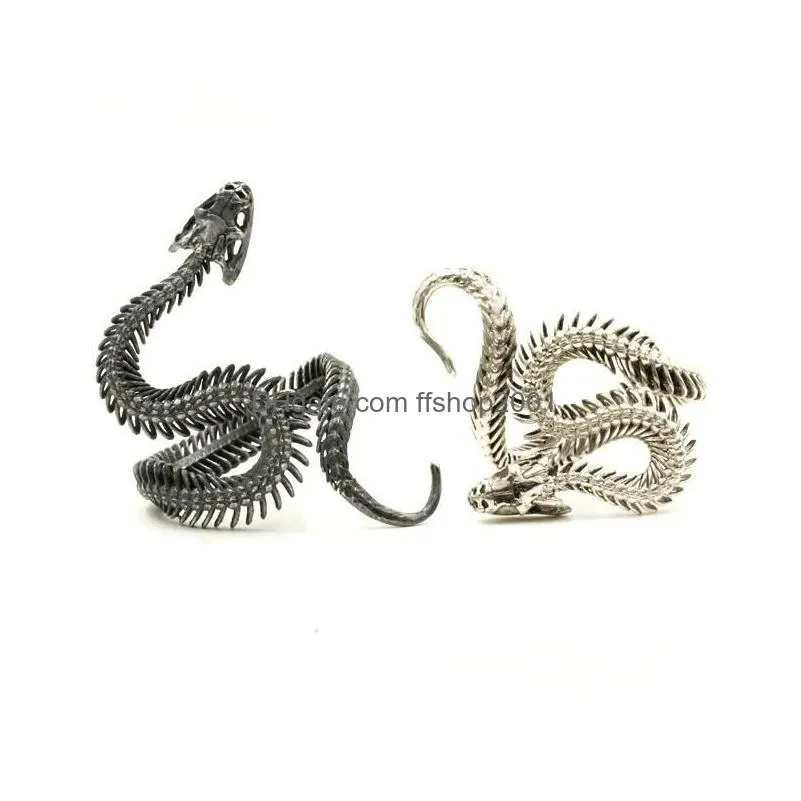retro vintage fashion jewelry 925 silver cobra ring party women men snake adjustable open ring for lovers gift