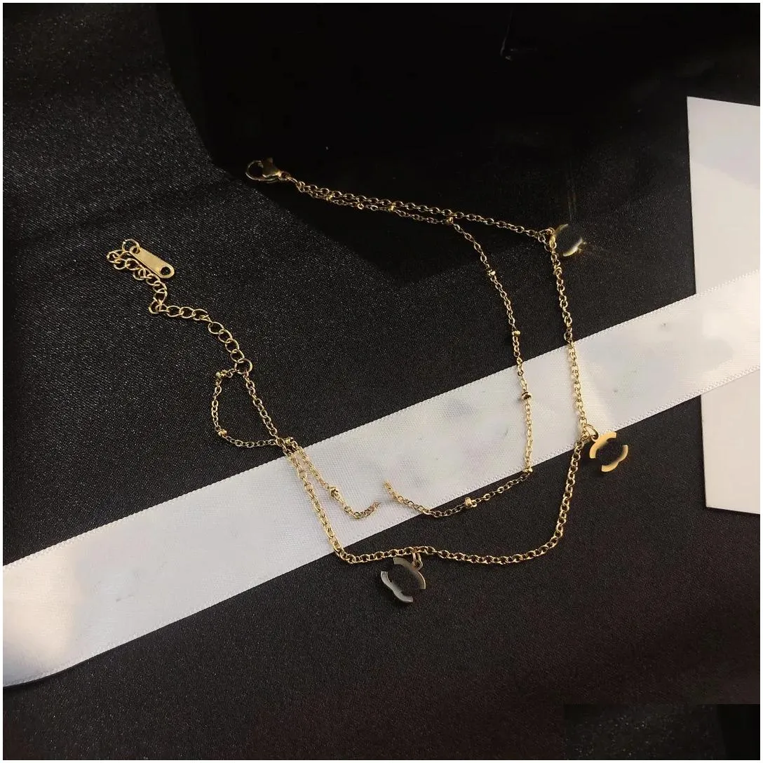 23ss 11style Women 18K Gold Plated Stainless Steel Anklets Crystal Lovers Gift Wristband Cuff Chain Wedding Jewelry Accessories