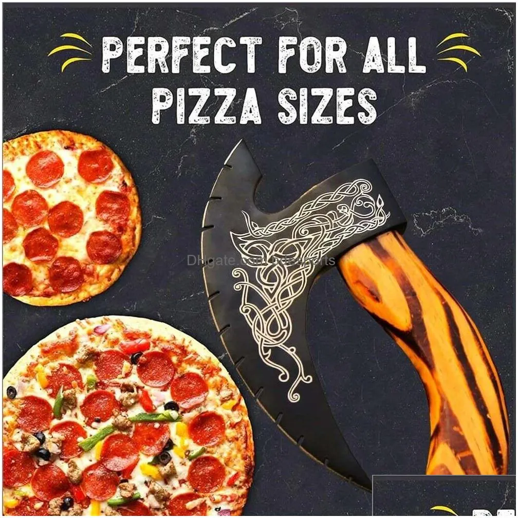 Other Garden Tools Afhzam Handmade Kitchen Tool Medieval Slicing Pizza Cutter With Sheath Hunting Cam Axe Gifts For Men Pzaxe-392 Drop Dhb9X