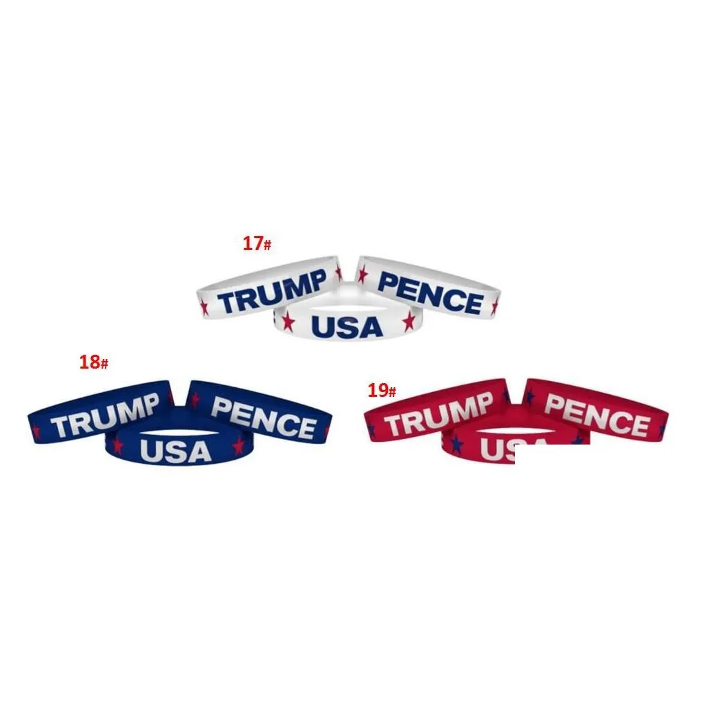 23 types TRUMP Make America Great Again Letter Silicone Wristband Rubber Bracelet Trump Supporters Wristband Bracelets Basketball