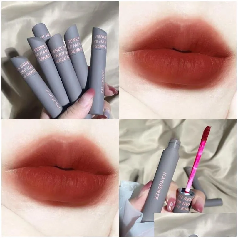 Lip Gloss Color Lipstick Waterproof Long Lasting Matte Red Brown Nude Glaze Liquid Y Tint Beauty Cosmeticlip Drop Delivery Otk4H