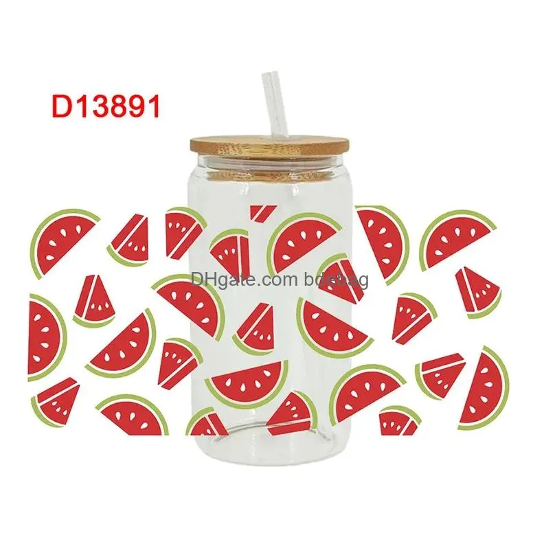window stickers uv dtf sticker fruit theme for the 16oz libbey glasses wraps cup can diy waterproof easy to use custom decals d13891