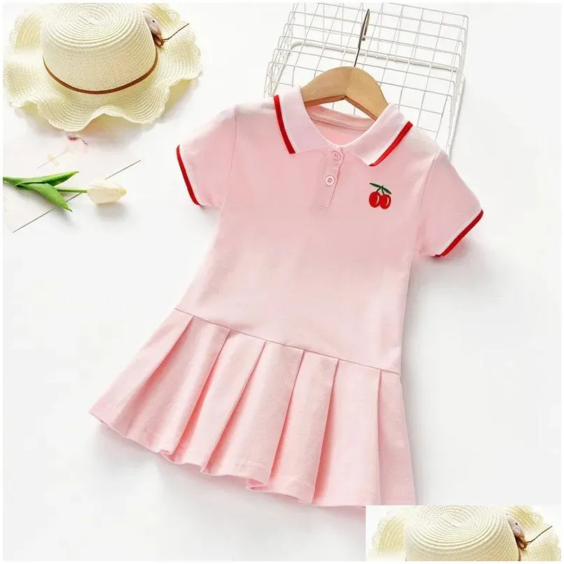 Girl`S Dresses Kids Girl Lapel Collar Embroidery Short Sleeve Dress Toddler Girls Clothes Summer Baby Designer Drop Delivery Baby, Mat Otxwt