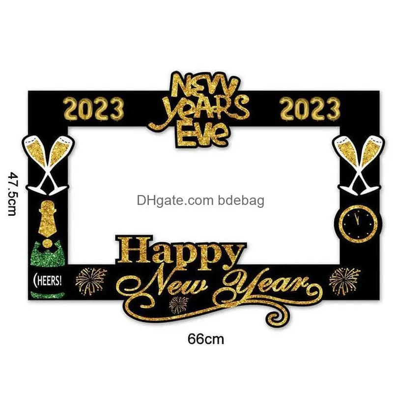  2023 happy year p o frame cheers champagne p o booth props christmas decorations navidad years eve party supplies