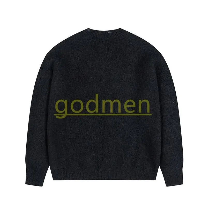 New Fashion Mens Contrasting Color Sweaters High Street Men Womens Mohair Knit Wear Pullover Men Causal Sweater Asian Size