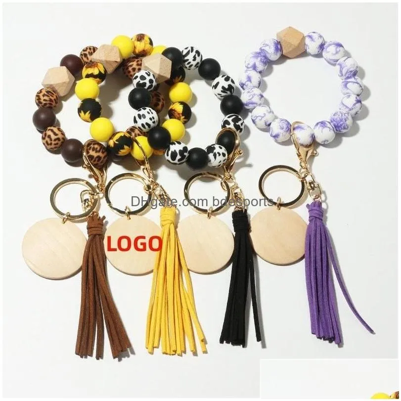 Pendants Sile Bead Bracelet Wrist Keychain With Tassel Diy Gift Drop Delivery Home Garden Arts Crafts Dhhiw