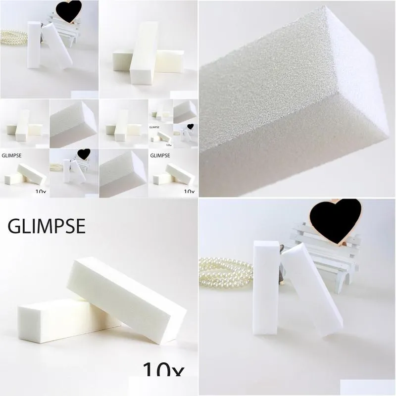 Nail Files Wholesale- Glimpse 10Pcs White File Buffer Block Good Quality Buffing Sanding Pedicure Manicure Care For Drop Delivery Ot2Ol