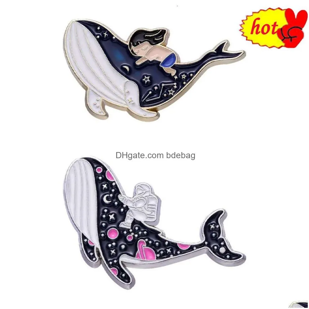 marine whale  enamel pin funny brooch cartoons badge for bags jeans hoodies denim lapel pin jewelry kids gift