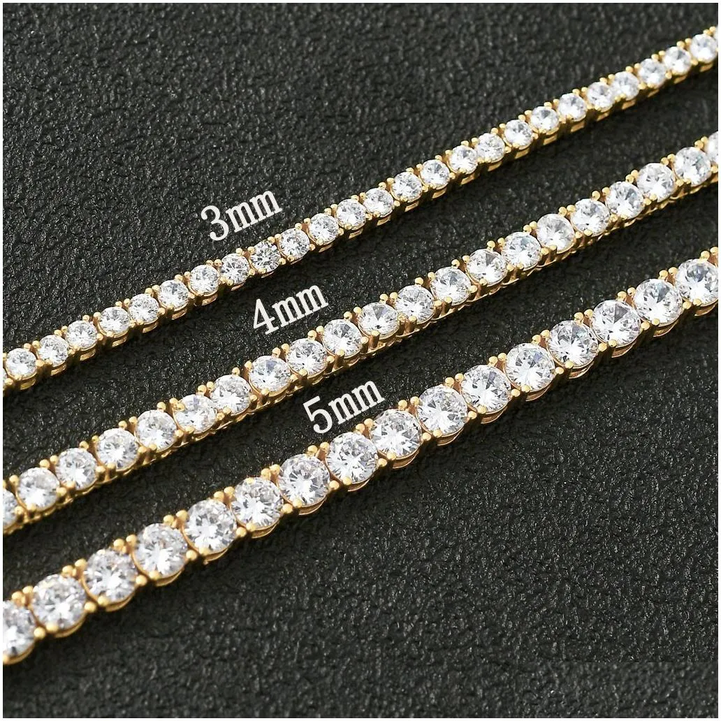 Tennis, Graduated Tennis Chain Bracelet Designer Necklace For Women Men Gold Plated 5Mm W Diamond Choker Hip Hop Fine Womens Necklaces Otq8P