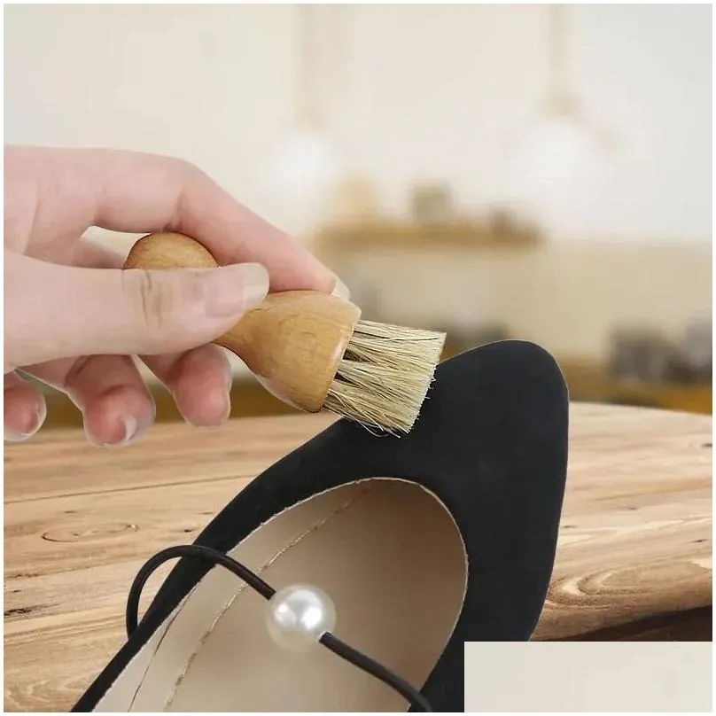 Gourd Shape Shoe Clean Hair Brush Oiled Polishing Ash Removal Cleaning Beech Furniture Sundries Ground Cleans Brushes