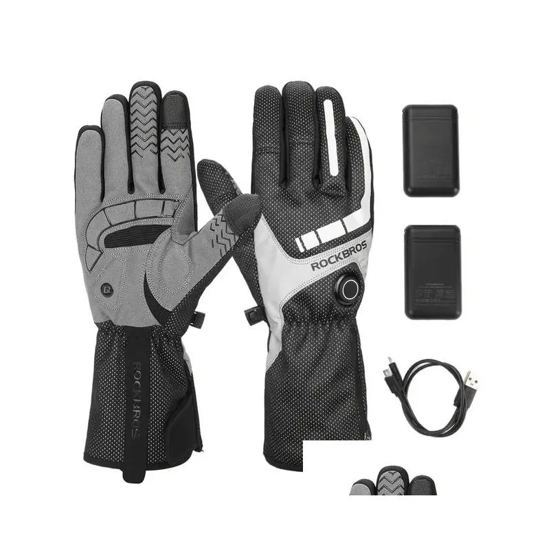 Ski Gloves Heated Gloves Thermal Winter Ski Heated Gloves Moto Touch Screen Battery Gloves MTB Riding Windproof Motorcycle Snowmobile