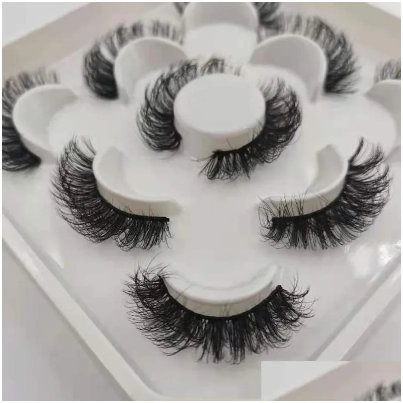 False Eyelashes 5 Pair 25 Mm Mink Fluffy Lashes Dramatic Messy Long Makeup Wholesale 25Mm 3D Drop Delivery Otk6D