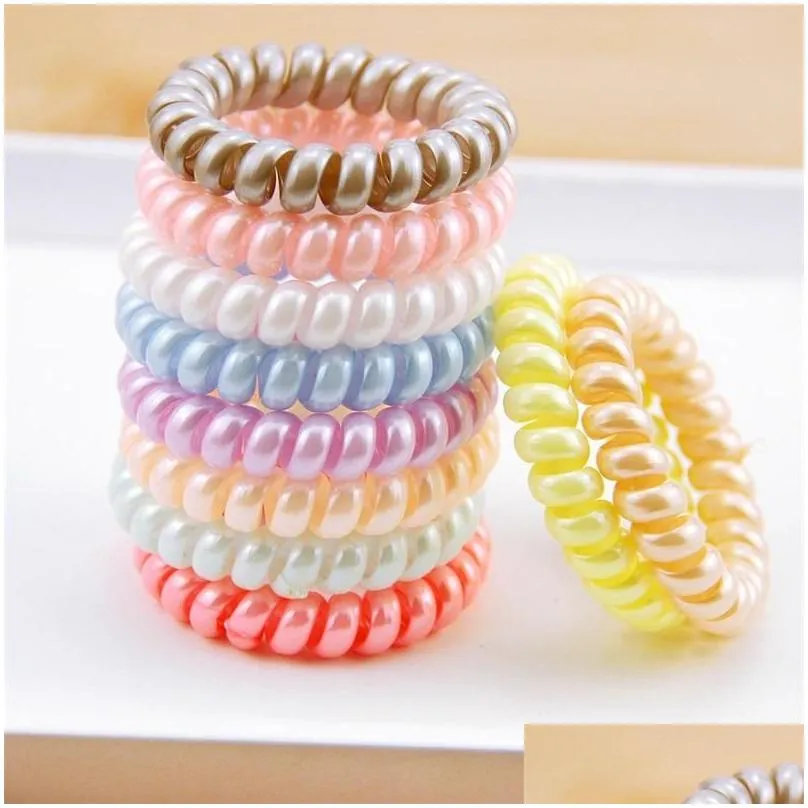 New Women Scrunchy Girl Hair Coil Rubber Hair Bands Ties Rope Ring Ponytail Holders Telephone Wire Cord Gum Hair Tie Bracelet