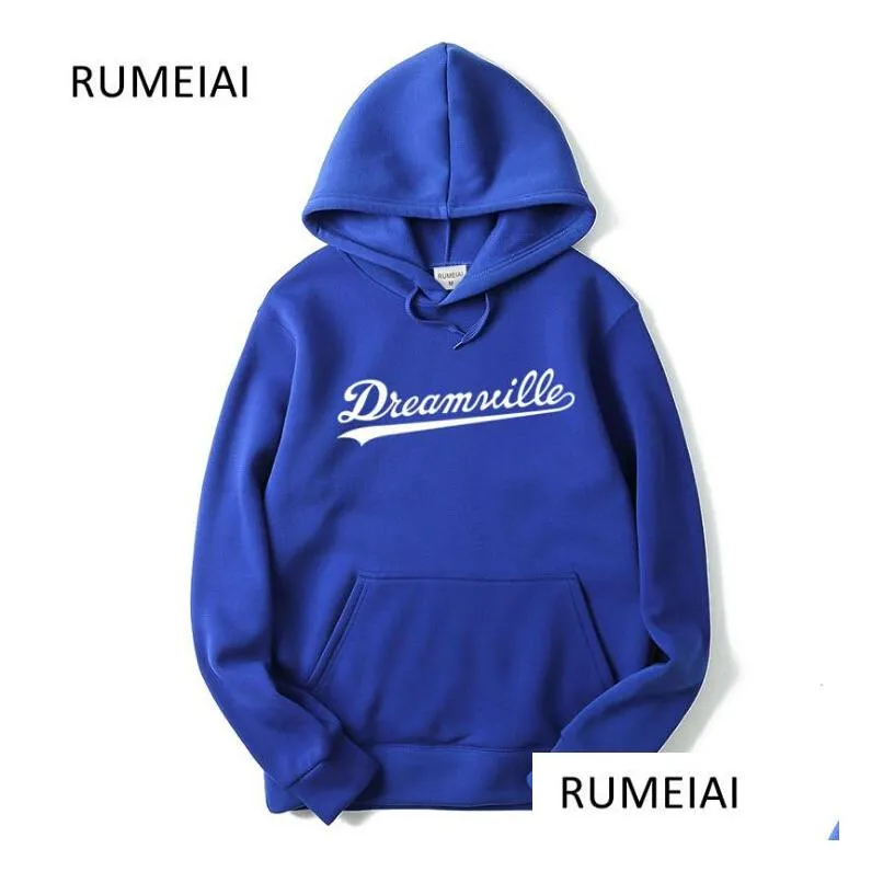 Men Dreamville J. COLE Sweatshirts Autumn Spring Hooded Hoodies Hip Hop Casual Pullovers Tops Clothing