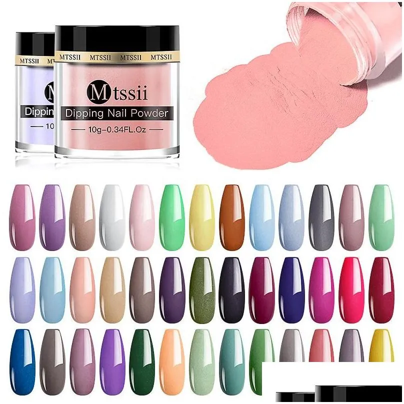 Nail Glitter Mtssii 10Pcs Dip Powders Set Nude Series Art Powder For Manicure Decorations Accessories Drop Delivery Otlfs