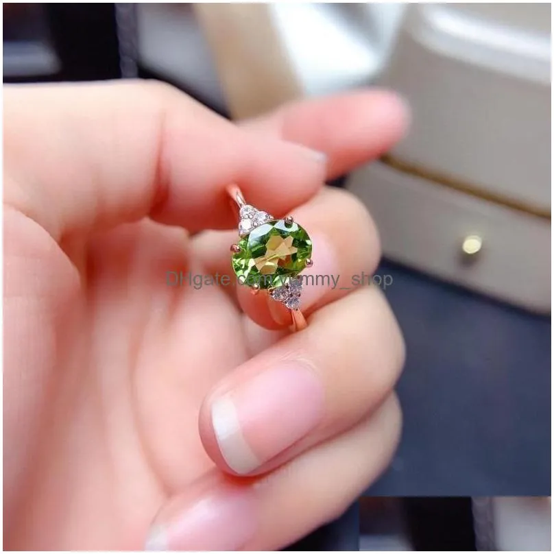 natural green peridot sterling sier ring august birthstonehandamde engagement statement wedding gift for women her cluster ri5972626