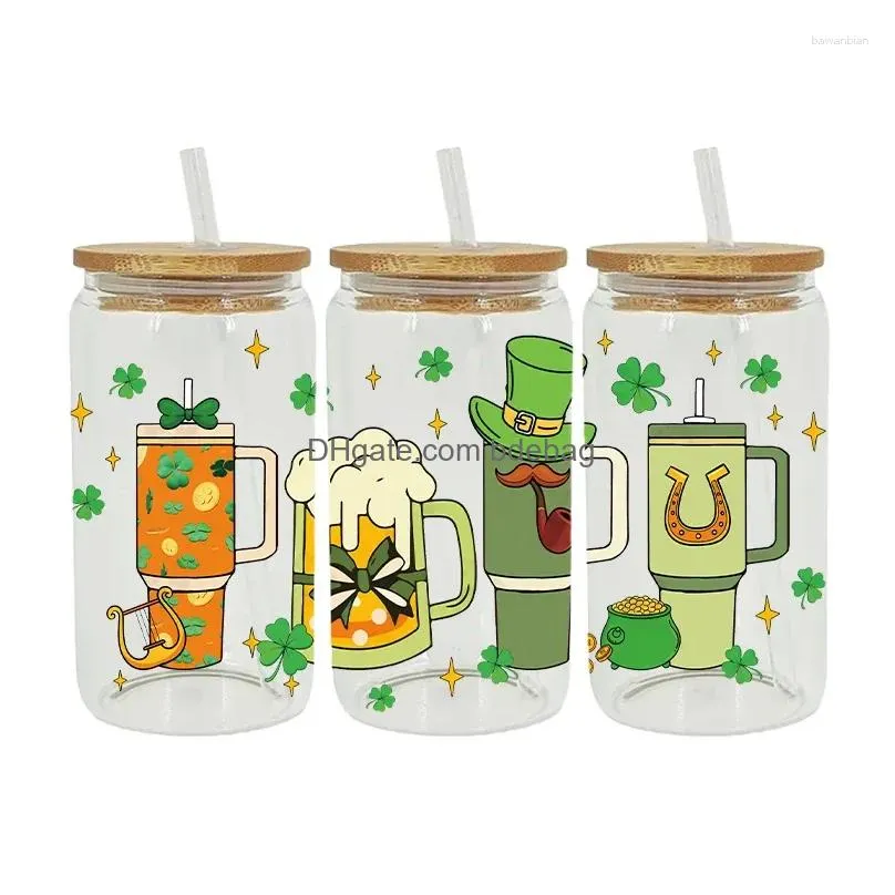 window stickers uv dtf transfer sticker st. patricks day for the 16oz libbey glasses wraps cup can diy waterproof d12855