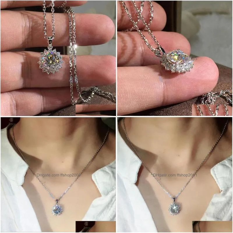 choucong arrival luxury jewelry 925 sterling silver round cut white topaz cz diamond party pendant women wedding necklce gift